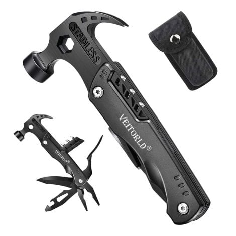 VEITORLD Survival Hammer Multitool: Perfect gadget for adventurous men, ideal as Christmas stocking fillers or unique gifts for all men.