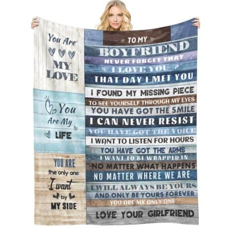 “Menghao Boyfriend Birthday Gift Throw Blanket: Show your love with this cozy 40x50inch anniversary and romantic blanket.”