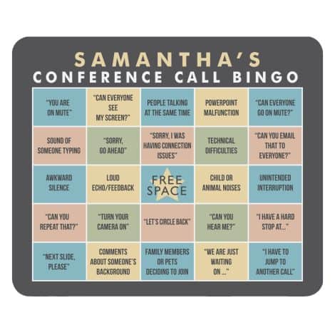 Make Memories Conference Call Bingo Mouse Pad – Personalized for Virtual Meetings – Enhance Work from Home.