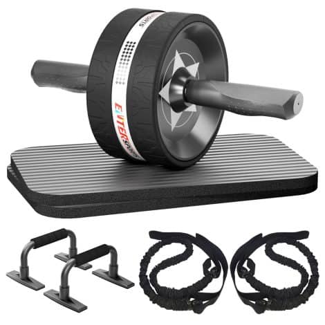 The Ab Rollers Wheel Kit is a complete set for core strength training, including push up bars and resistance bands.