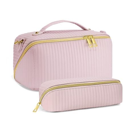 YOOLIFE Pink Makeup Bag Set – Perfect Birthday Gift for Women, Travel-ready with Shoulder Strap. Great for Weddings!