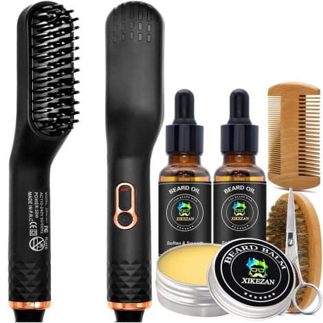 Upgrade your grooming game with the 3-in-1 Beard Straightener set – perfect stocking stuffers for men and women!