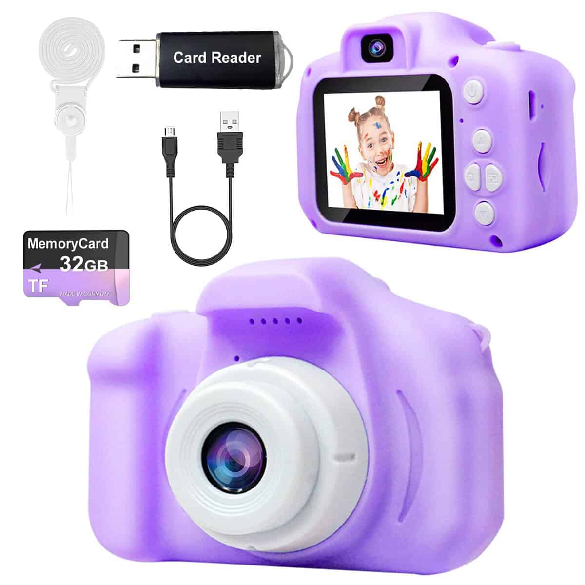 One'sMore Upgrade Selfie Kids Camera for Girls, Christmas Birthday Gifts for 3-8 Year Old Girls, Kids Digital Camera with Video Function, Dual Lens Camera for Kids, Toys Gifts for Girls age 3-8 Purple