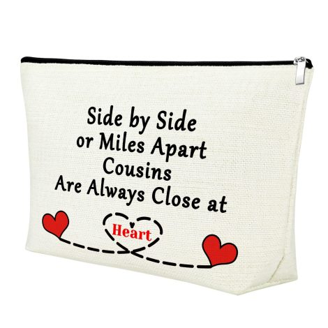 Cousin-themed makeup bag perfect for gifting; ideal for a female cousin, sister, or best friend in long-distance relationships.