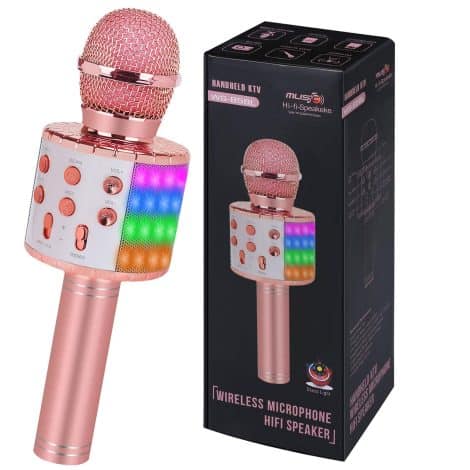 Wireless Bluetooth Karaoke Mic with Flashlights – Perfect Gift for Girls, Ages 3-10, Birthday or Any Occasion!