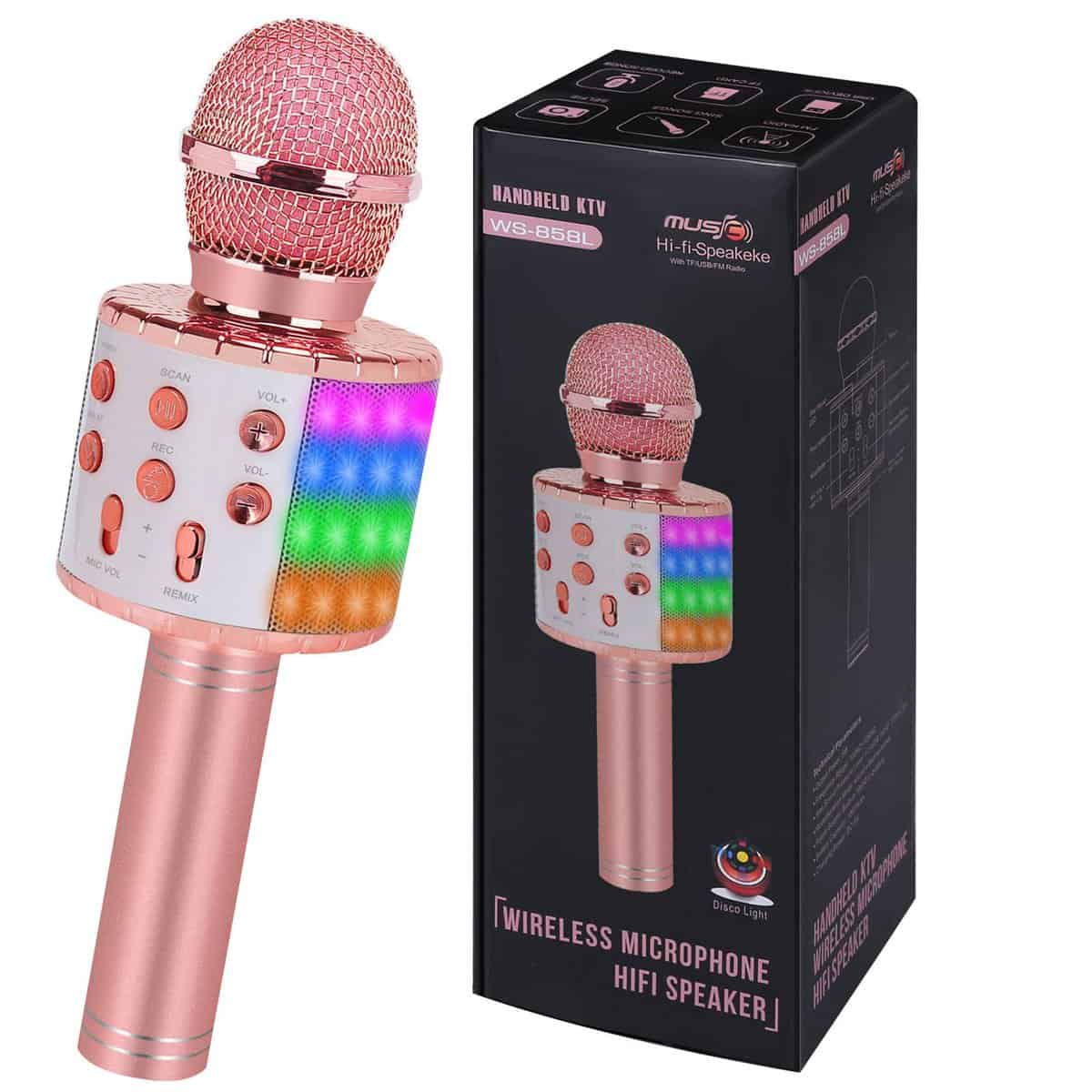 Toys for Girls Karaoke Microphone - Portable Wireless Bluetooth Karaoke Mic Machine with Flashlights, 3 4 5 Year Old Girl Birthday Gifts,Kids Toys for 6 7 8 9 10 Year Old Girl Stuff Teen