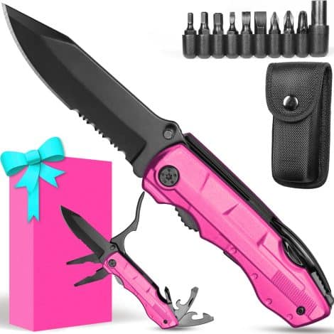 Christmas Pin-k Multitool Knife: The Perfect Gift for Women – Wife, Best Friend, Girlfriend, or Her! Ideal for Birthdays, Anniversaries, and more.