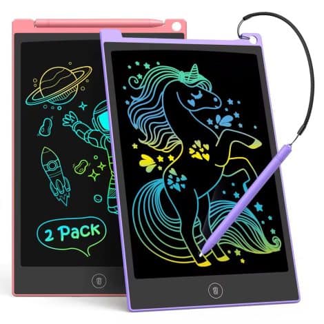 TECJOE 2-Pack Colorful Doodle Tablet: Perfect Travel Toy for Kids, Ideal Birthday Gift for Toddlers.