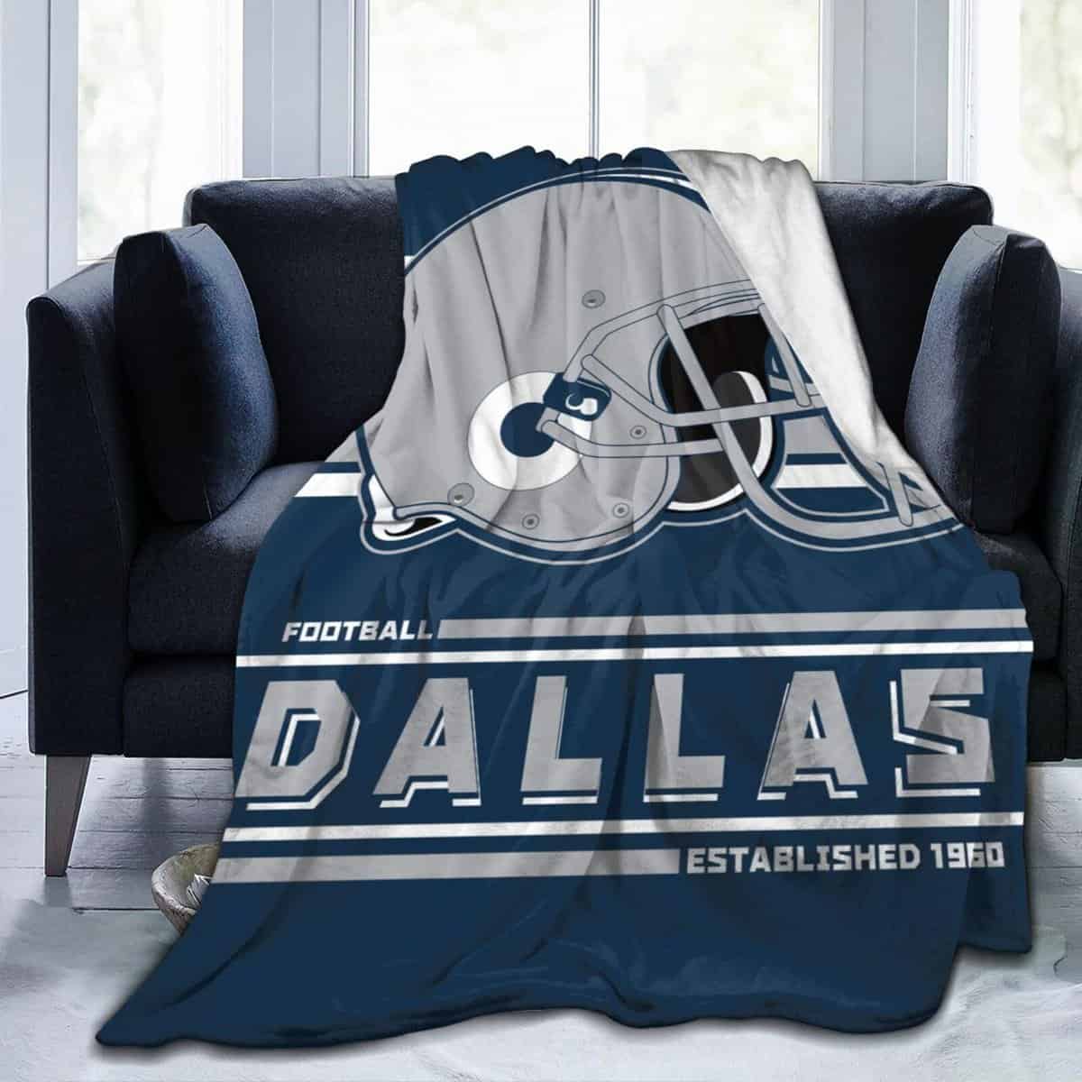 Dallas Throw Blanket Custom Football Style Blanket Gifts for Men Women Youth Fans Blanket for Sofa Bed Couch Living Room Chair, 60" X 50"