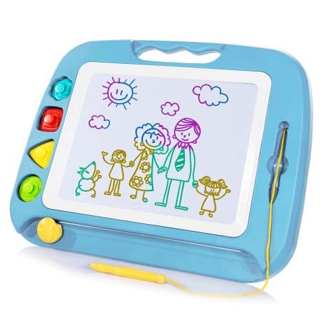 SGILE Big Magnetic Sketch Board with 4 Colors, 4 Stamps, Perfect Gift for Kids 3 years and older.