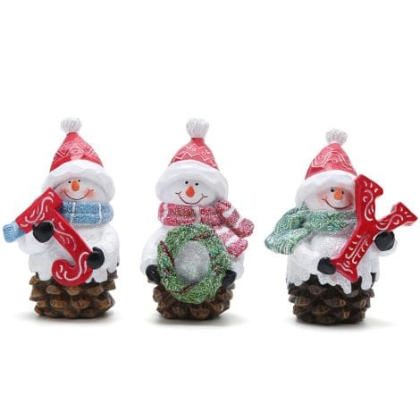 Hodao 3-piece Joy Snowman Figurine Set – Adorable Christmas Snowman Decor for Table, Fireplace, and Gifting.