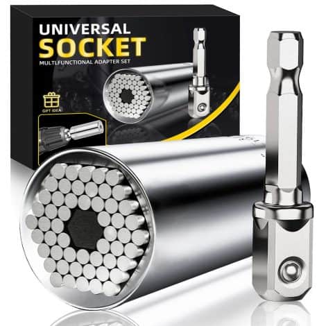 Silver Cool Gadgets Wrench Set with Power Drill Adapter: Perfect stocking stuffers for men, teens, and husbands.