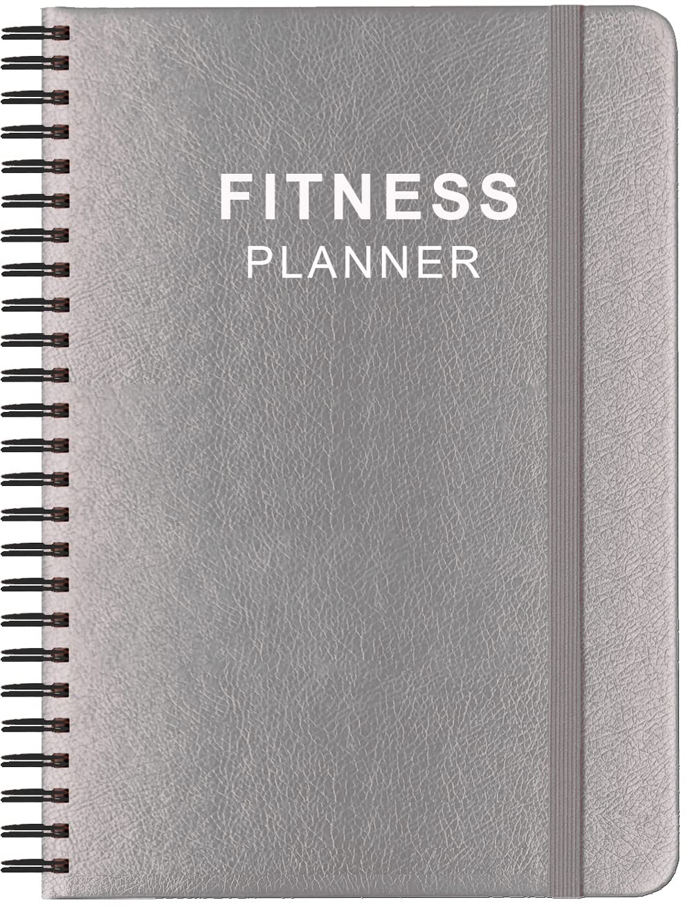 Nokingo Fitness Journal for Women & Men - A5 Workout Journal/Planner to Track Weight Loss, GYM, Bodybuilding Progress - Daily Health & Wellness Tracker, PU Leather Cover, Grey