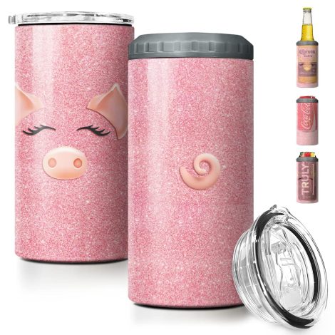 Sparkling Glitter Pig Tumbler – A versatile 16oz stainless steel tumbler, perfect gift for women, girls, and animal lovers.