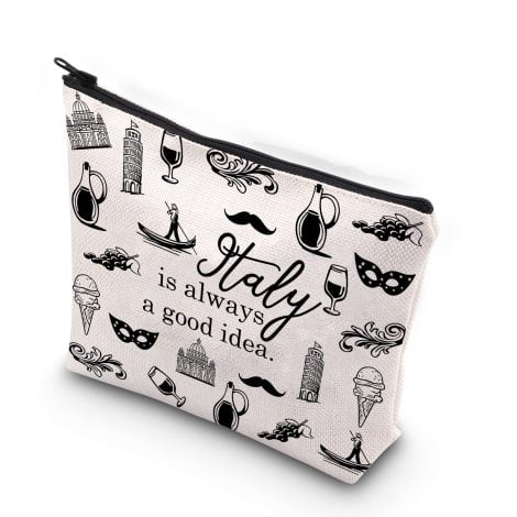 Italy Travel Gift – A chic zipper pouch for makeup and essentials, perfect for passionate Italy explorers.