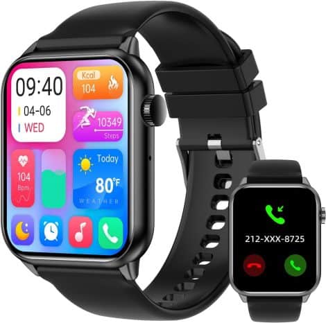 “Waterproof Fitness Tracker Watch: 1.85″ Smartwatch for Men & Women, Bluetooth Call, Heart Rate Monitor, 37 Sports Modes.”