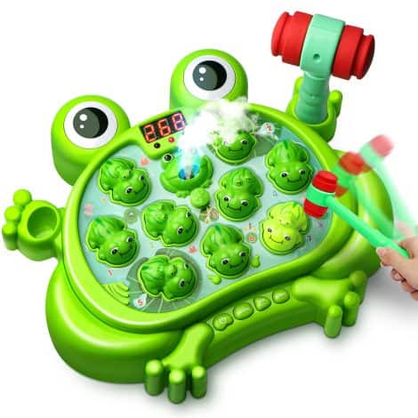 HopeRock Toys for boys aged 2-5, a Whack A Frog Game with 5 modes, 45 levels, music, and lights. Perfect for early learning and birthdays.