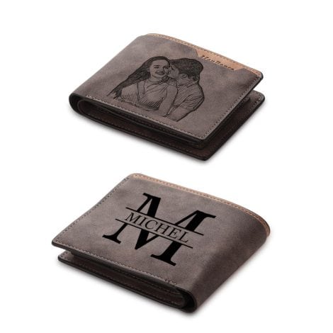 Customized photo wallet for men – Lovejewelry’s engraved leather wallet personalized with your favorite picture (Style 1).