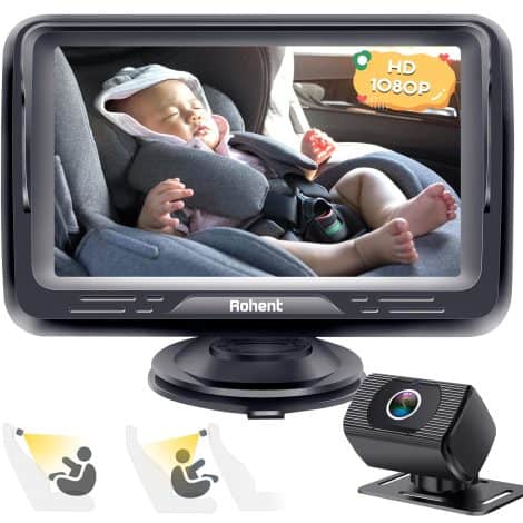 Rohent N06: Easy to Install Baby Car Camera with Clear Night Vision, 360° Rotation and HD 1080P.