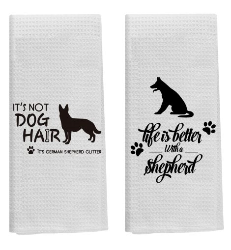 Decorative German Shepherd kitchen towels set, perfect as a gift for women. Includes 2 16 X 24 inch towels.