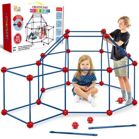 SpringFlower Fort Building Kit: Fun STEM Construction Toys for Kids, Perfect Educational Gift for Boys and Girls!