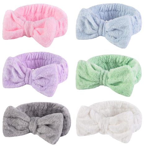 Shindel 6-piece Makeup Headbands for Women, Soft Coral Fleece Hair Wraps in 6 Colors. Perfect for Skincare, Shower, Sports, and Yoga.