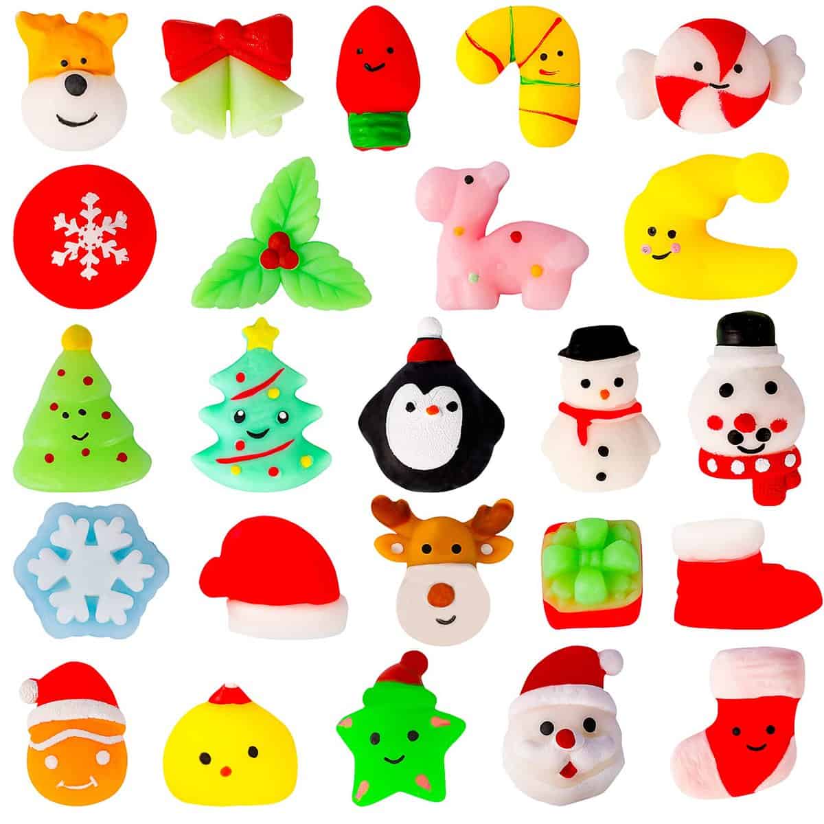 MGparty 24Pcs Christmas Squishies Toys Mochi Squishies Toys Bulk Party Favor for Kids Christmas Stocking Stuffers Goodie Bag Filler Bulk