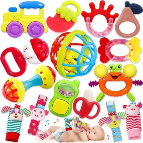 Infant Rattles for Babies 0-6 Months: Cute and Safe Toys to Engage Your Little One’s Senses. Perfect Baby Gift.