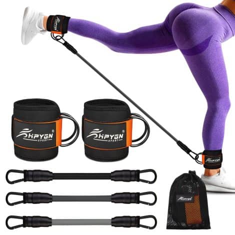 Exercise Bands with Ankle Straps for Strengthening Legs, Glutes, and Hips during Workouts.