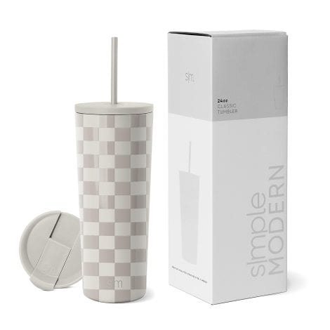 Stylish Checkmate 24oz Tumbler: Keeps your drink cold or hot, perfect for men and women on the go!