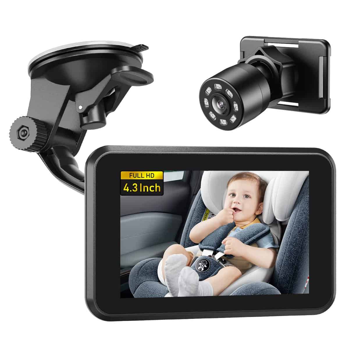 Itomoro Baby Car Camera, 4.3" HD Night Vision Car Baby Monitor with Camera, Safety Seat Baby Car Mirror for Rear Facing 5 Mins Easy Installation ACZ401