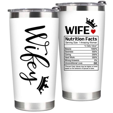 KOGIZO Presents for Her Special Day, Ideal for Wife’s Anniversary, Birthday, Mother’s Day – Wifey Tumbler 20oz.