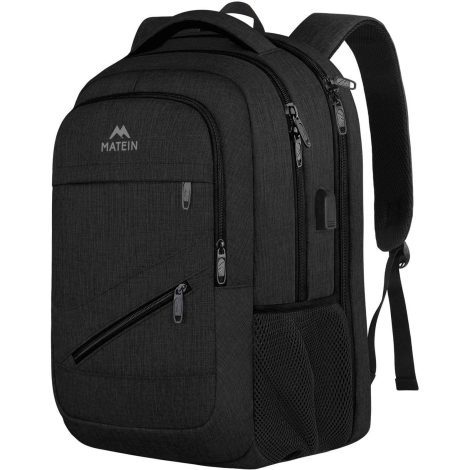 Matein Business Travel Backpack, a spacious and water-resistant backpack designed for school, work, and travel. Fits 17″ laptops.