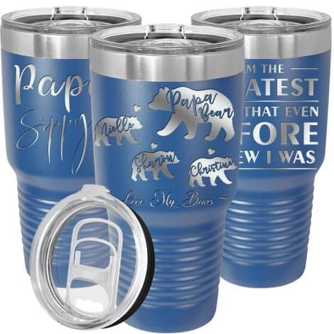 Introducing iProducts US’ personalized 30oz tumbler with slider lid and straw, engraved in the USA. Perfect gift for Father’s Day!