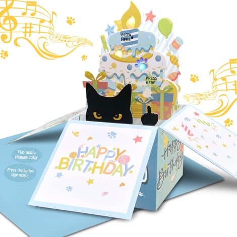 Get your hands on the DTESL 3D Pop Up Funny Birthday Cards, featuring a 3D Black Cat, perfect for cat lovers!