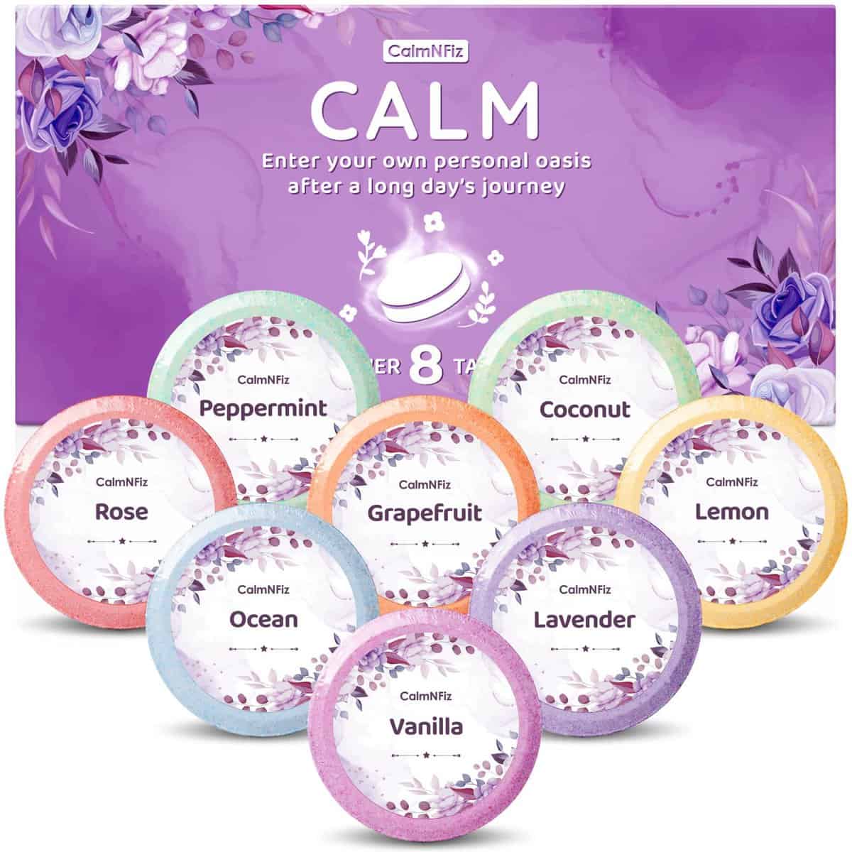 CalmNFiz Shower Steamers 8 Pcs - Scented Bath Bombs with Natural Fragrance, for Home Shower Entertainment, Stocking Stuffers, Birthday & Christmas Gift for Men and Women Who Have Everything