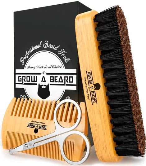 Men’s Beard Grooming Kit: Includes brush, comb, scissors, and travel bag. Ideal Christmas gift. Made from bamboo.