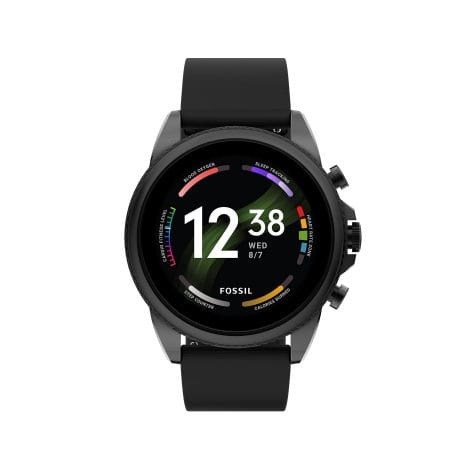 Black Fossil Men’s Gen 6 44mm Smart Watch, Stainless Steel and Silicone, Model: FTW4061V.