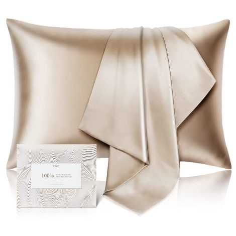 CAAIR Silk Pillowcase – Luxurious, hypoallergenic, and skin-loving fabric for a serene sleep experience. Standard size in taupe.