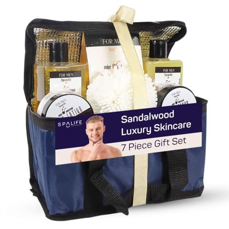 SpaLife Men’s Sandalwood Spa Set – Refreshing and Rejuvenating Skincare Kit for a Rugged Revival.