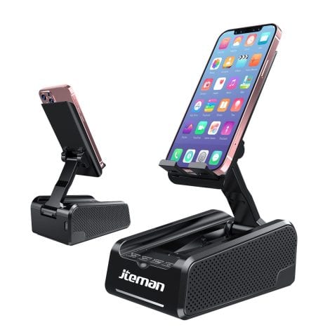 JTEMAN Universal Phone Stand with Built-in Bluetooth Speaker – Perfect Gift for Everyone’s Birthday