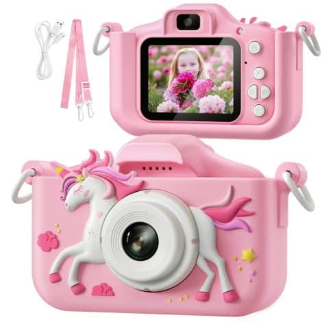 Enhanced Kids Camera, Ideal Gift for Girls 3-12, with HD Video, 32GB SD Card, Portable and Cute.