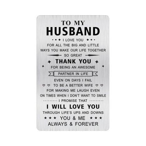 MOQIYXL Engraved Wallet Card: Show love to your husband with this special Christmas, birthday, and anniversary gift.