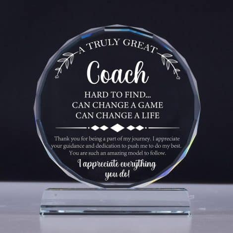 Engraved Crystal Coach Appreciation Plaque – Thoughtful gift for a remarkable coach on Teacher’s Day.