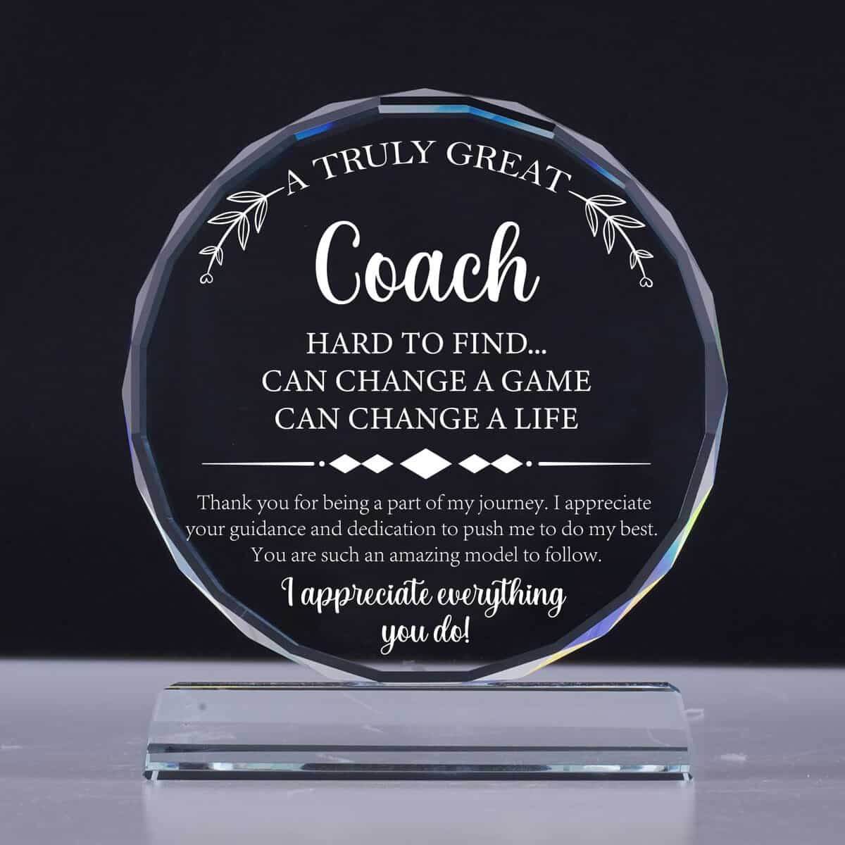 Uniquilling Coach Gifts, Coach Appreciation Gift, A Truly Great Coach Engraved Crystal Appreciation Gifts for Coach Plaque Decor, Teacher's Day Gift