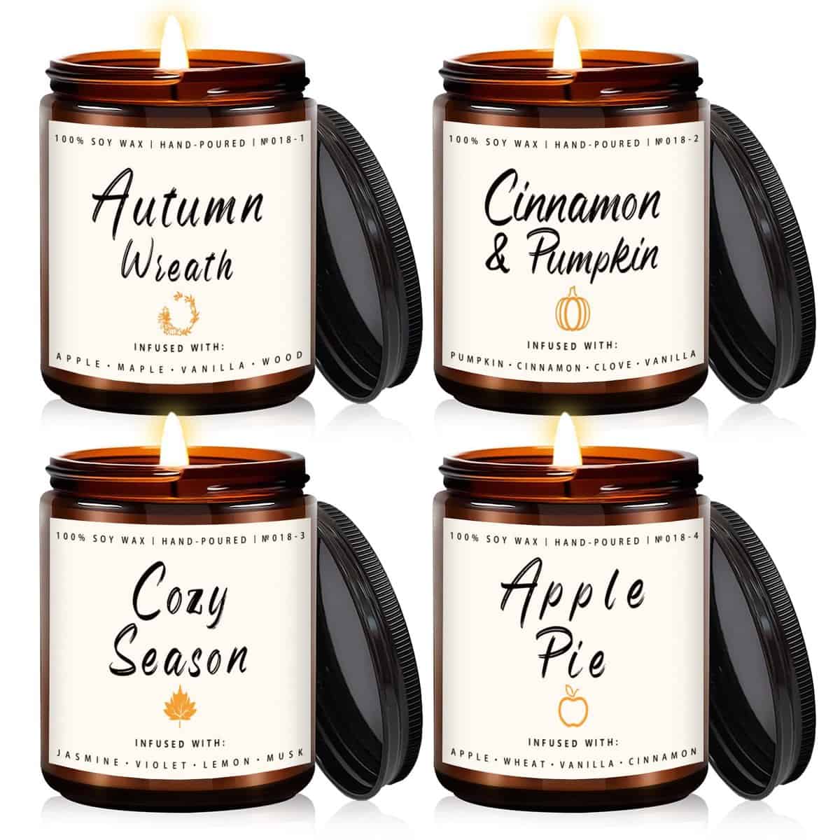 Fall Candle Set | Fall Scented Candles for Home, Scented Candles for Autumn Wreath/Pumpkin Spice/Cozy Season/Apple Pie/ - Scented Candle Set, Fall Gift for Women