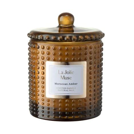 Luxury 10 oz Moroccan Amber candles for home, scented and long-lasting with natural soy, a perfect gift.