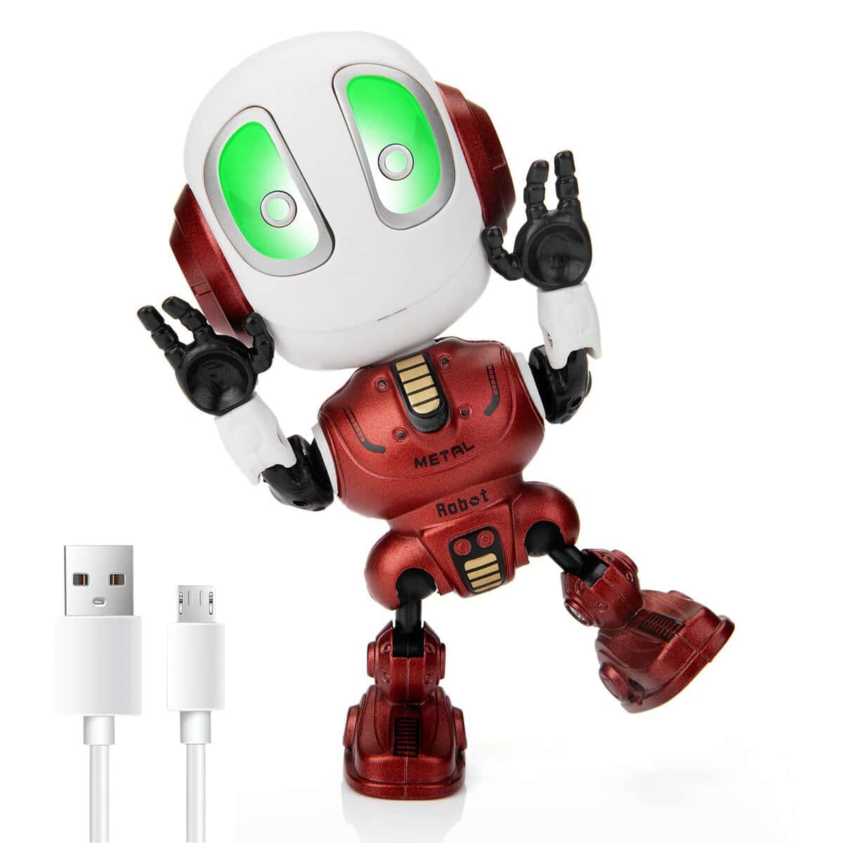 Stocking Stuffers, Rechargeable Robot Toys Mini Talking Robot with Repeats Waht You Say, LED Lights and Cool Sounds Interactive Toy Christmas Stocking Stuffers for Kids Adults(Red)