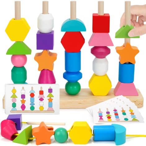 Montessori Learning Set: Educational Toys for Toddlers – Beads, Blocks, Shapes – Perfect Birthday Gift!