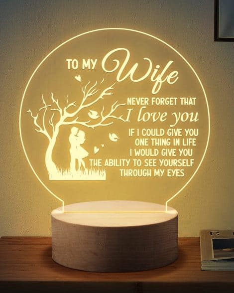 Personalized Love Light: Engraved bedside gift for engagements, weddings, anniversaries, and birthdays, from a husband to his wife.